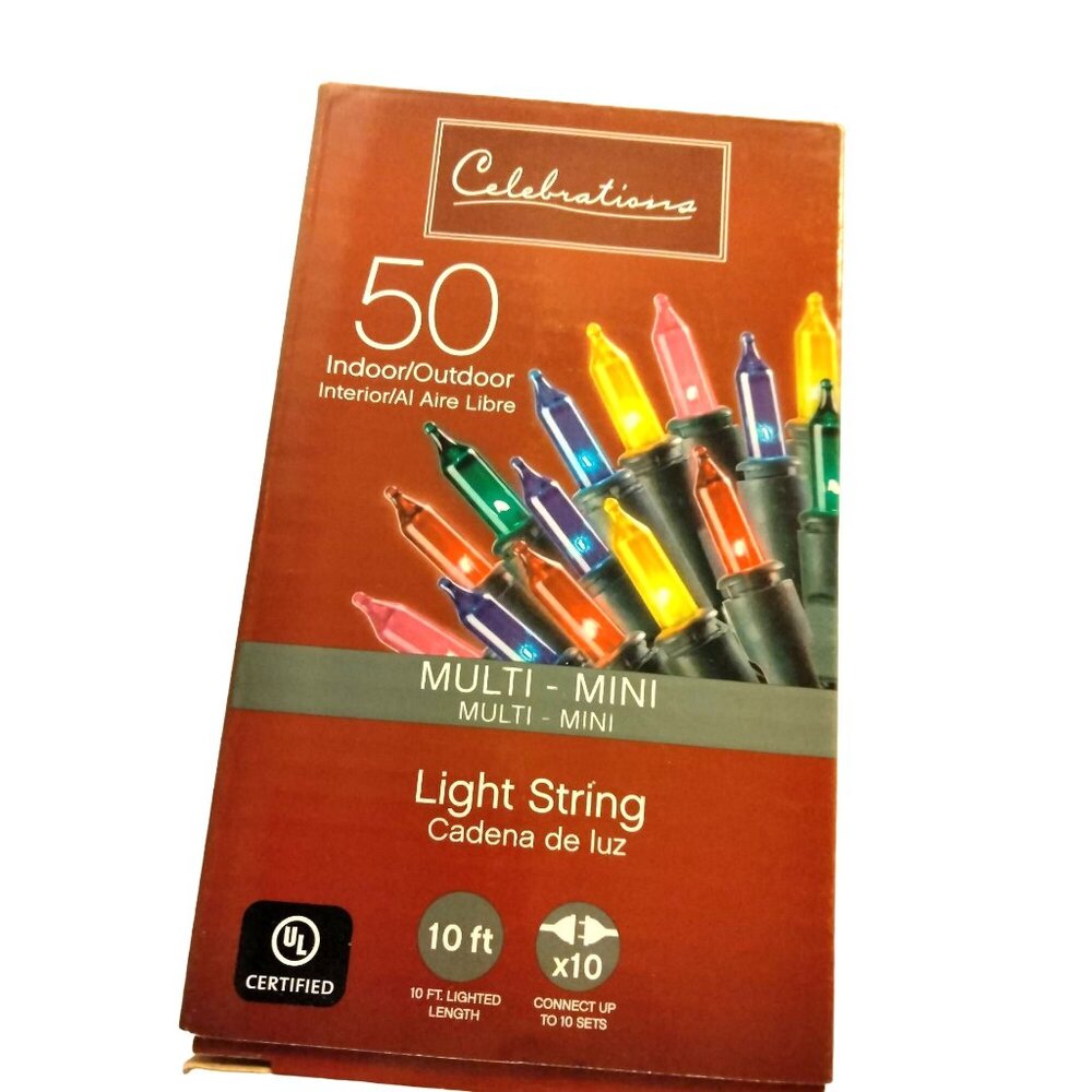 Celebrations Mini String Lights Multicolored 50 Ct Wedding Patio Deck 10 Ft